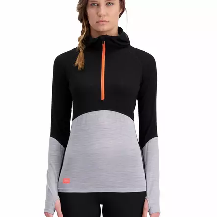 Mons Royale Bella Tech Hood, naisten merinovillainen aluspaita - Merinovillaiset ja tekniset alusasut - 28-1017-100 - 1