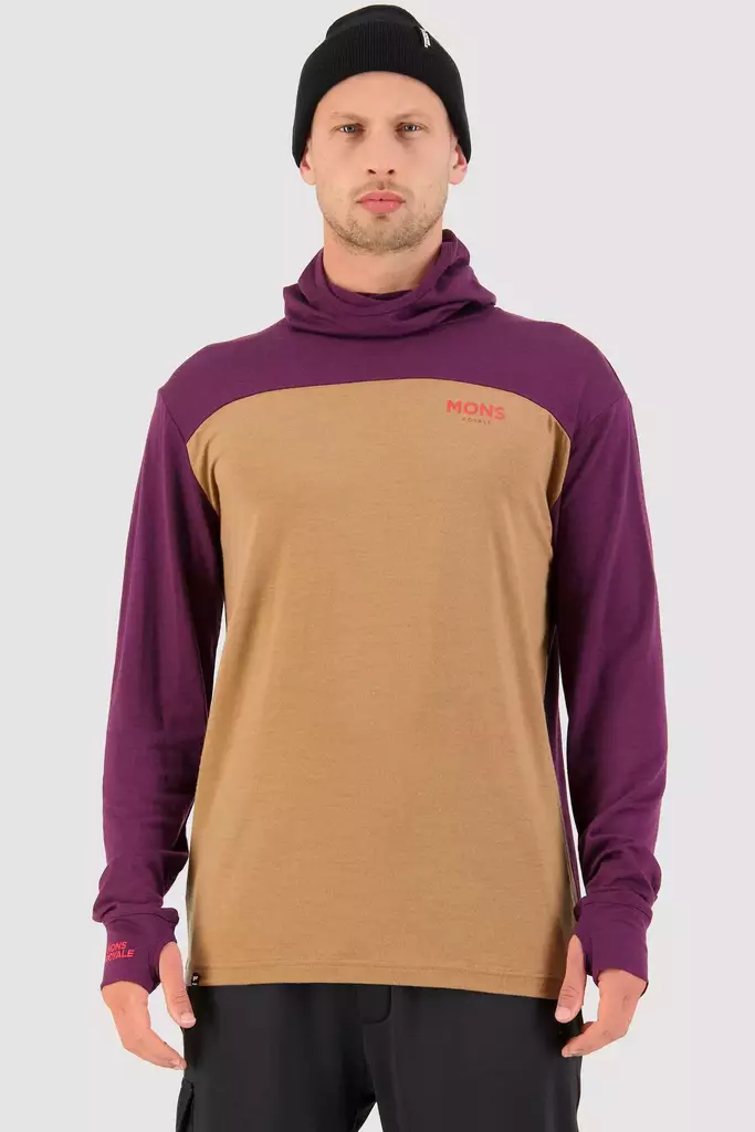 Mons Royale - Yotei Powder Hood LS - miesten merinovillainen huppari - Merinovillaiset ja tekniset alusasut - 100071-1115-931 - 1