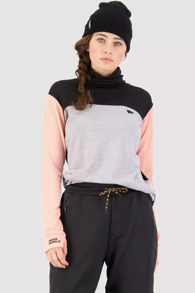 Mons Royale - Yotei BF High Neck - naisten merinovillainen aluspaita - Merinovillaiset ja tekniset alusasut - 100248-1125-943 - 1