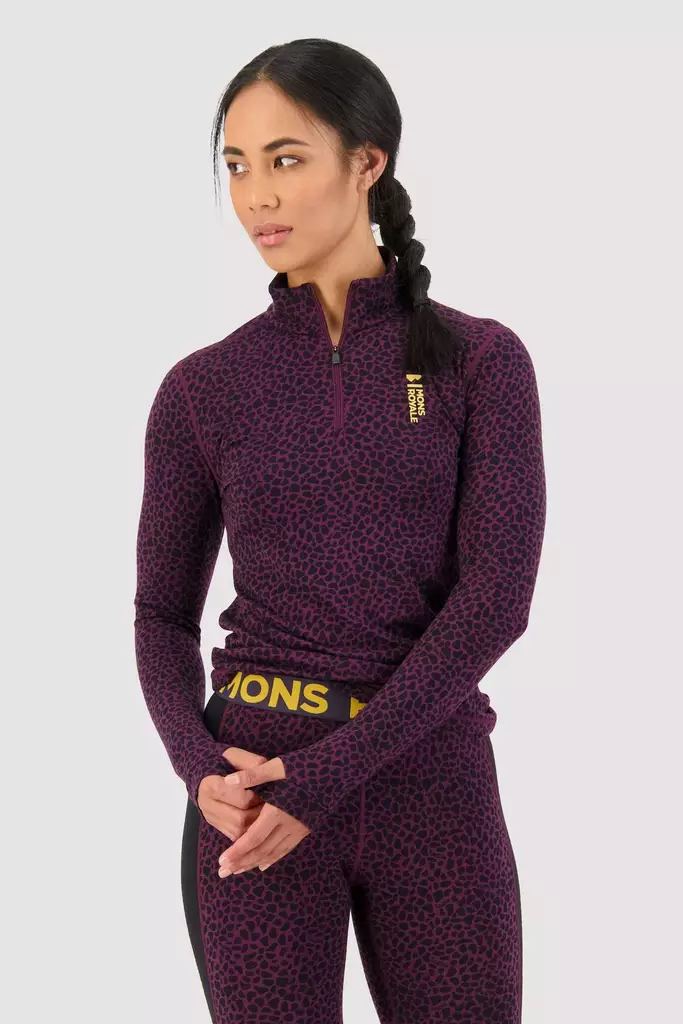 Mons Royale - Cascade Merino Flex 200 1/4 Zip - naisten merinovillainen välipaita - Merinovillaiset ja tekniset alusasut - 100504-2165-945 - 1