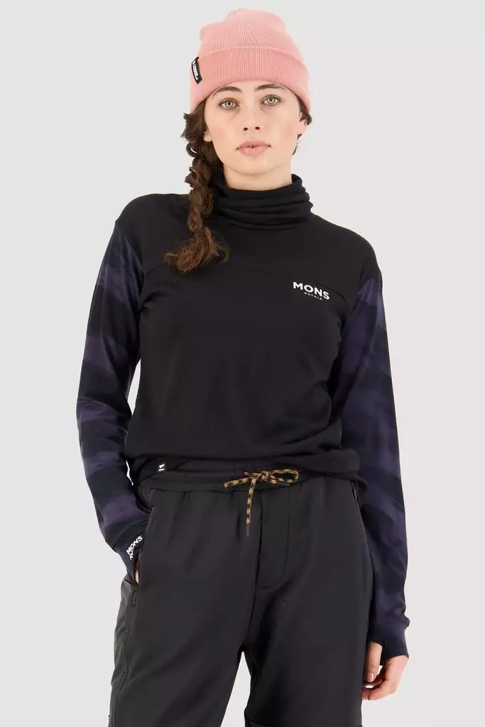 Mons Royale - Yotei BF High Neck - naisten merinovillainen aluspaita - Merinovillaiset ja tekniset alusasut - 100248-1115-948 - 1