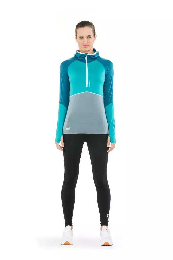 Mons Royale Checklist Hood LS Geo (W) - Merinovillaiset ja tekniset alusasut - MN52108-418 - 1