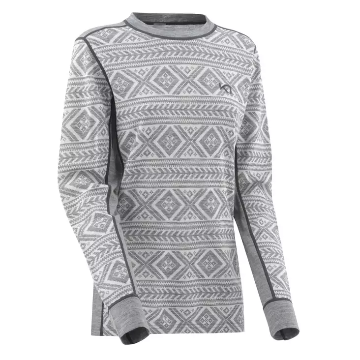 Kari Traa FLOKE LS, naisten kerrastopaita merinovillasekoitetta - Merinovillaiset ja tekniset alusasut - 622134-DUSTY - 1